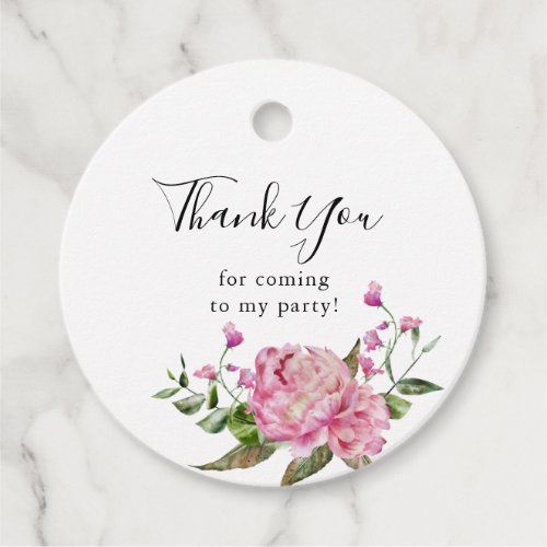 Pink Floral Girl Birthday Favor Tags