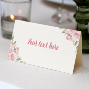 Pink Floral Girl Birthday Party Place Card