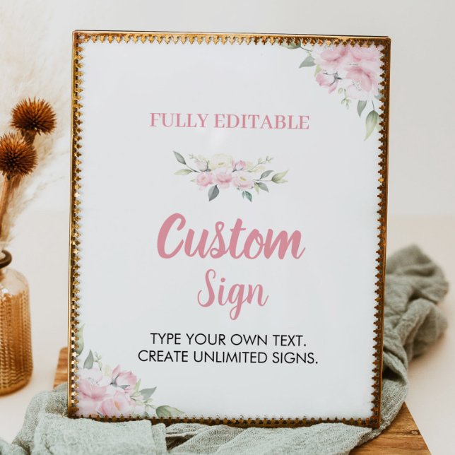 Pink Floral Girl Birthday Party Table Sign (Creator Uploaded)