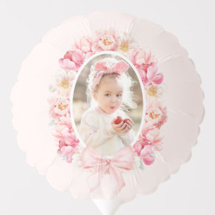 Pink Floral Girl Birthday Photo Balloon