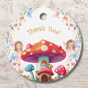 Pink Floral Girl Fairy Birthday Thank You Favor Tags