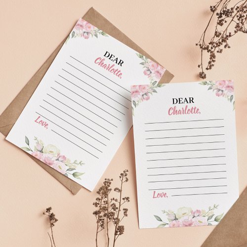 Pink Floral Girl Time Capsule Note Message Card