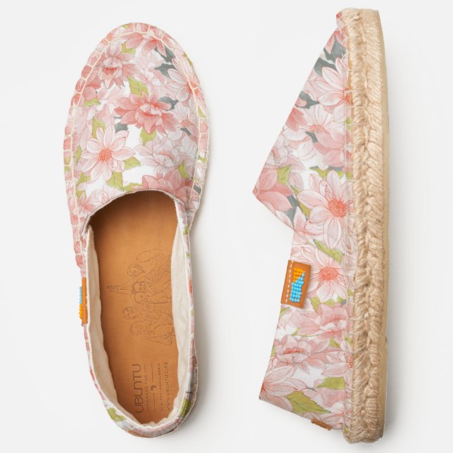 Pink Floral Girly Botanical Pattern Espadrilles (Side)