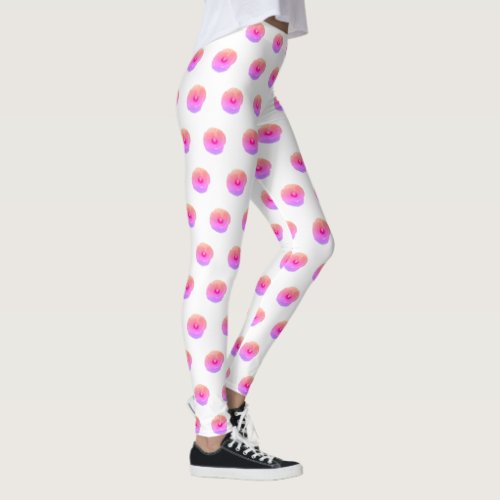 Pink Floral Girly Colorful Poppy Flower Art White Leggings