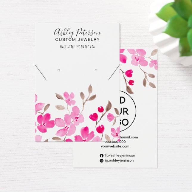 Pink floral girly jewelry earring necklace display (Desk)