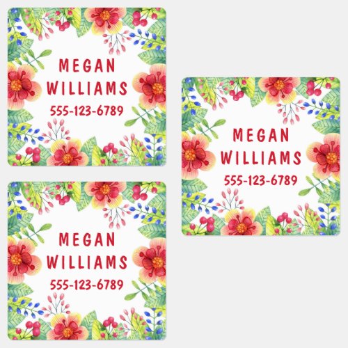 Pink Floral Girly Personalized Name Clothing Labels