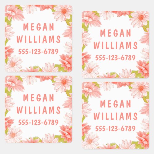 Pink Floral Girly Personalized Name Clothing Labels