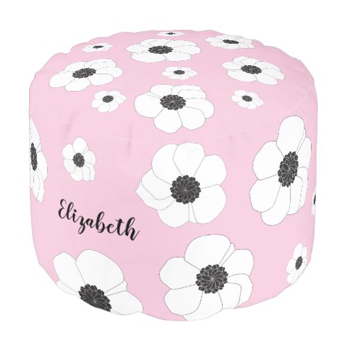 Pink floral Girly Personalized ottoman