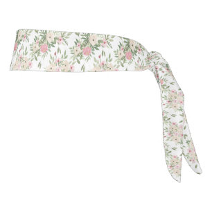 Pink Floral Girly Tie Headband