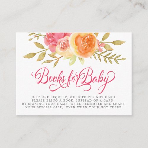 Pink Floral Gold Book for Bay Bridal Shower Enclosure Card