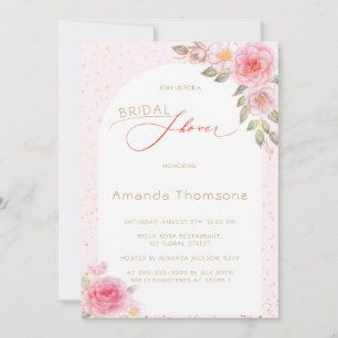 Pink Floral Gold Bridal Shower Invitation