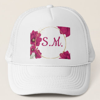 Pink Floral Gold Circle Hat