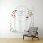 Pink Floral Gold First Holy Communion Photo Prop  Tapestry at Zazzle