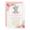 Pink Floral Gold Frame Elephant Baby Shower