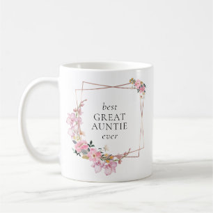 Pink Floral Gold Wreath Best Great Auntie Ever Coffee Mug