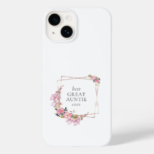 Pink Floral Gold Wreath Personalized Case-Mate iPhone 14 Case