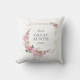 Pink Floral Gold Wreath Personalized Throw Pillow