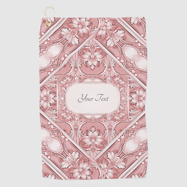 Pink Floral Golf Towel (Front)