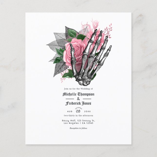 Pink Floral Gothic Wedding Invitation Flyer (Front)