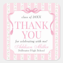 Pink Floral Graduation Announcement