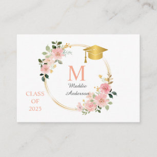 Pink Floral Graduation Business Card