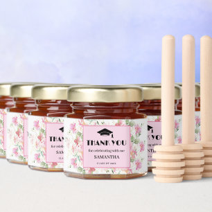 Pink Floral Graduation Honey Jar Favors