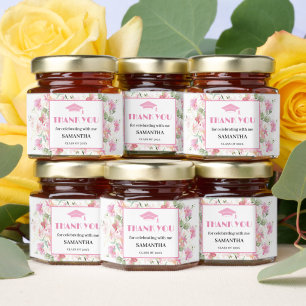 Pink Floral Graduation  Honey Jar Favors
