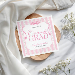 Pink Floral Graduation Napkins