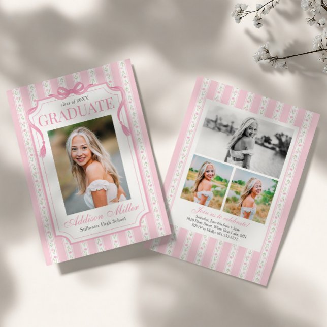 Pink Floral Graduation Party  Invitation (Creator Uploaded)
