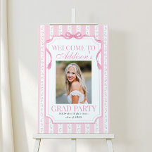 Pink Floral Graduation Party Welcome Sign
