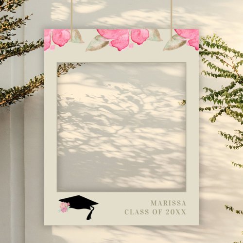 Pink Floral Graduation Selfie Frame Photo Prop Foam Board