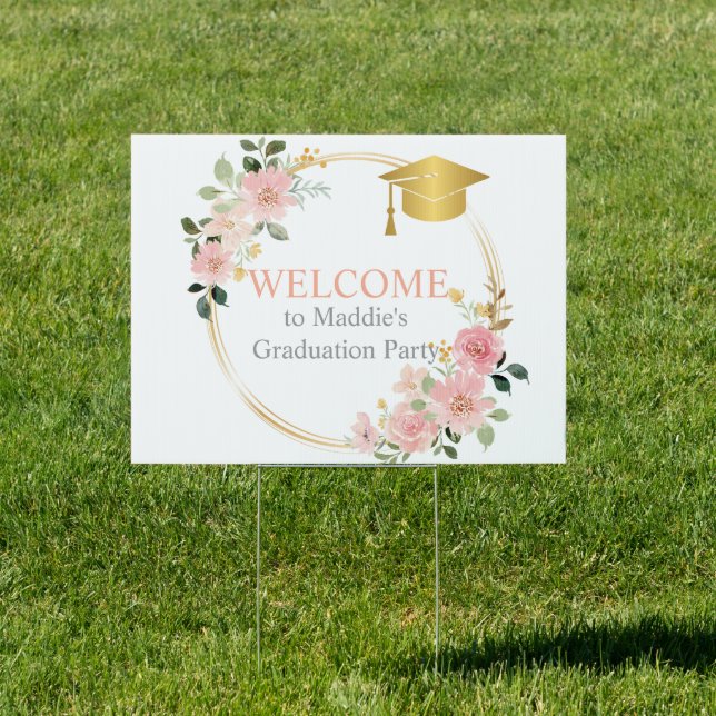 Pink Floral Graduation Welcome Sign (Insitu)