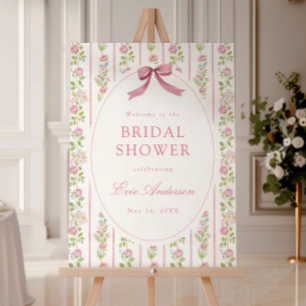 Pink Floral Grandmillennial Bridal Shower Welcome Foam Board
