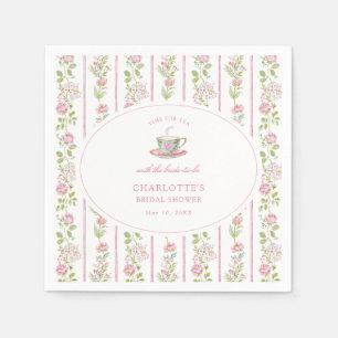 Pink Floral Grandmillennial Bridal Tea Party Napkins