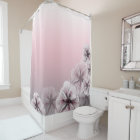 Pink Floral Gray White Ombre