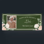 Pink Floral Green 90th Birthday Banner<br><div class="desc">Celebrate with this blush pink theme birthday banner. Pop in your favorite photo,  add the birthday girl's name,  and that's all there is to it. We'll take it from there!</div>