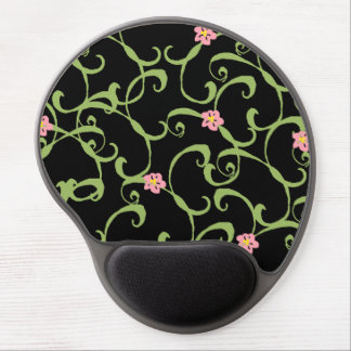 Pink Floral Green Vines Gel Mouse Pad
