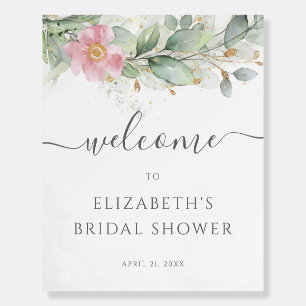 Pink Floral Greenery Bridal Shower Welcome Foam Board