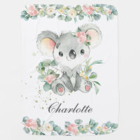 Pink Floral Greenery Cute Koala Aussie Animal