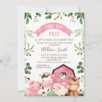 Pink Floral Greenery Farm and Barn Baby Shower