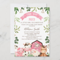 Pink Floral Greenery Farm Barn Baby Shower  Invitation