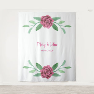 Pink Floral Greenery Foliage Photo Backdrop
