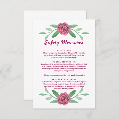 Pink Floral Greenery Foliage Safety Enclosure Card