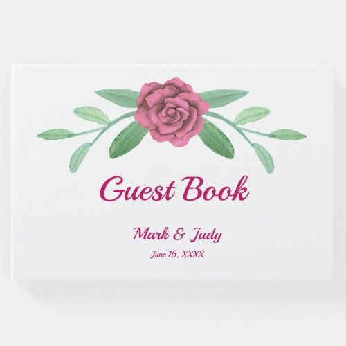 Pink Floral Greenery Foliage Wedding Guest Book