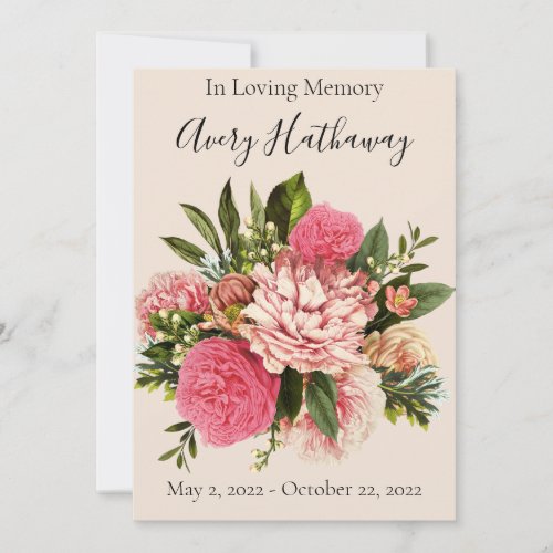 Pink Floral Greenery Funeral Memorial Program