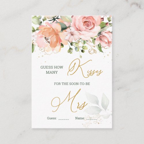 Pink Floral Greenery How Many Kisses in the Jar En Enclosure Card