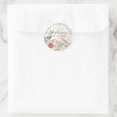  Pink Floral Greenery Pampas Grass Thank You Favor Classic Round Sticker (Bag)