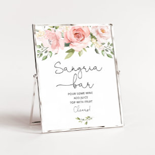 Pink floral greenery Sangria bar Poster