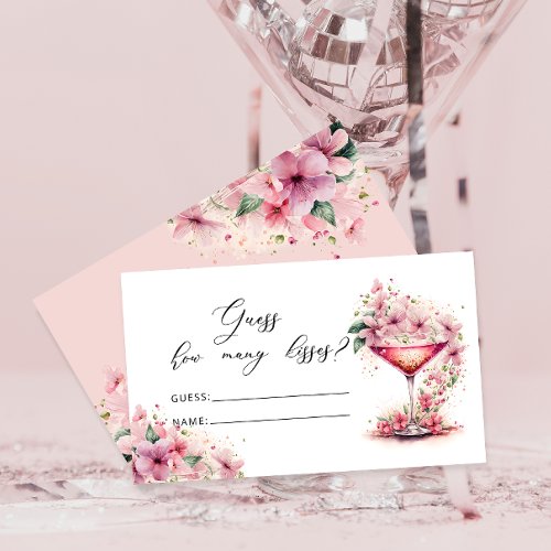 Pink Floral Guess How Many Kisses Bridal Game Enclosure Card