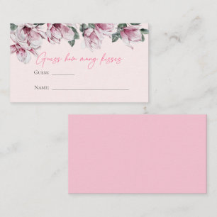 Pink Floral Guess How Many Kisses Enclosure Card